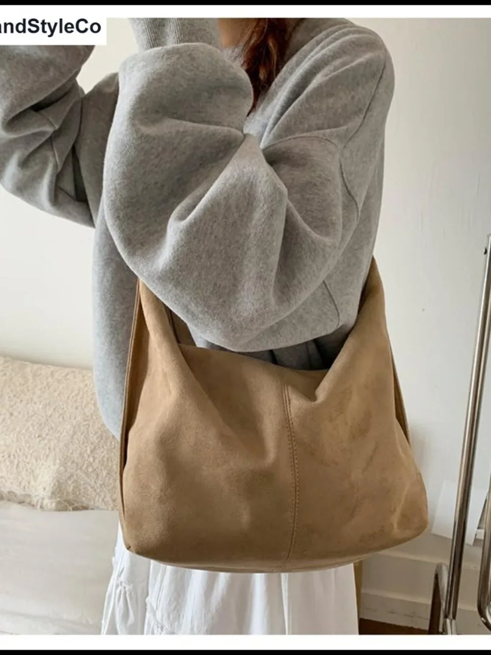 Suede PU Dumpling Hobo Bag Vintage Convertible Crossbody Handbag